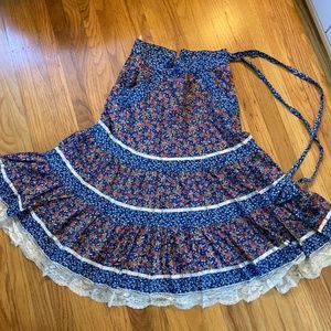 Vintage Gunne Sax Floral Blue Prairie Skirt
